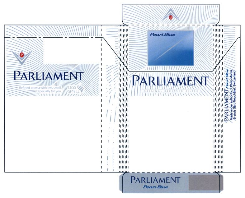 Торговая марка parliament; p; pearl blue; pearl; blue; original recessed filter; original; recessed; filter; less smell; less; smell; refined aroma with less smell. especially for you; refined; aroma; especially; you